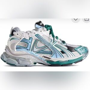 Balenciaga Runner Sneakers in White and Teal